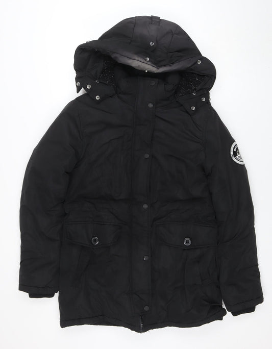 Womens UK Size 10 Superdry Black Parka Coat