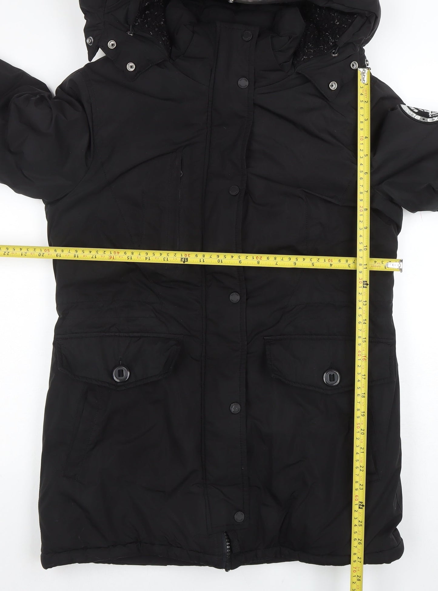 Womens UK Size 10 Superdry Black Parka Coat