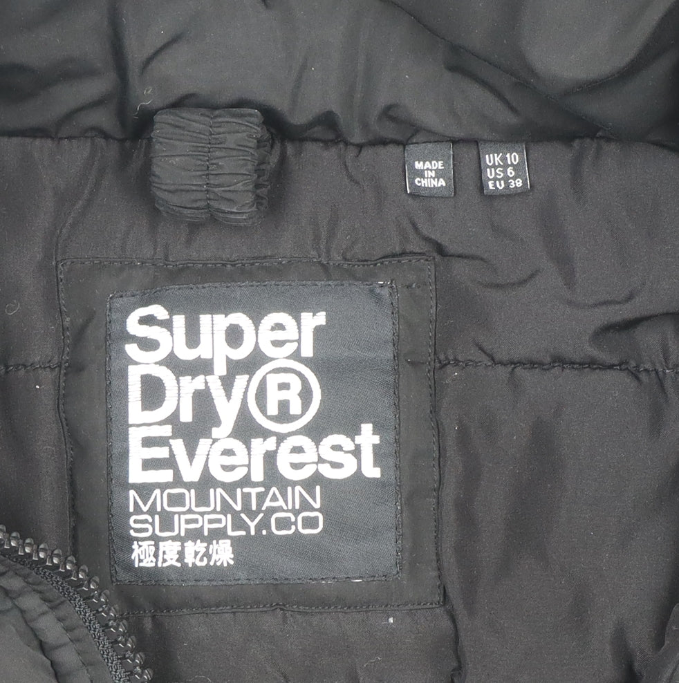 Womens UK Size 10 Superdry Black Parka Coat