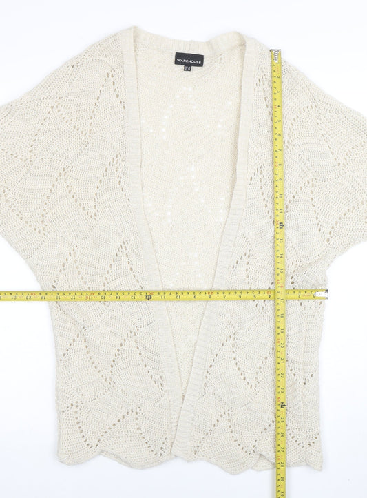 Warehouse Women Ivory Open-Knit Acrylic Cardigan UK 12
