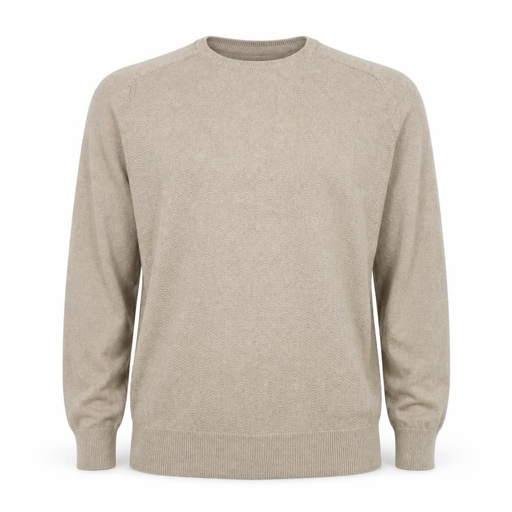 Springfield Men Beige Cotton Blend Crew Neck Pullover Jumper S