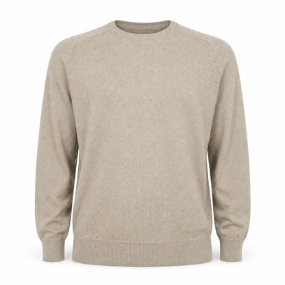 Springfield Men Beige Cotton Blend Crew Neck Pullover Jumper S