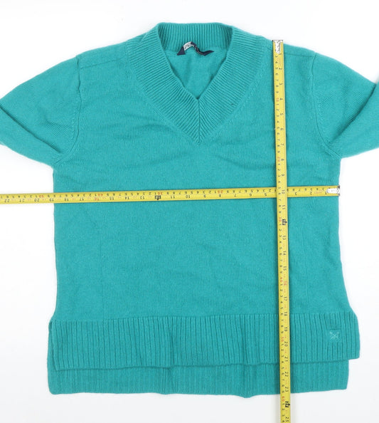 Crew Clothing Company Women's Green V-Neck Merino Wool Jumper Size 12