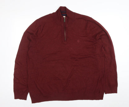 Mens UK Size 2XL Fat Face Red 1/2 Zip Jumper
