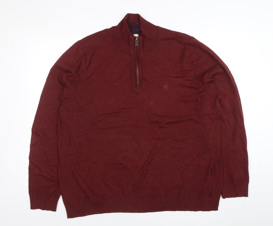 Mens UK Size 2XL Fat Face Red 1/2 Zip Jumper