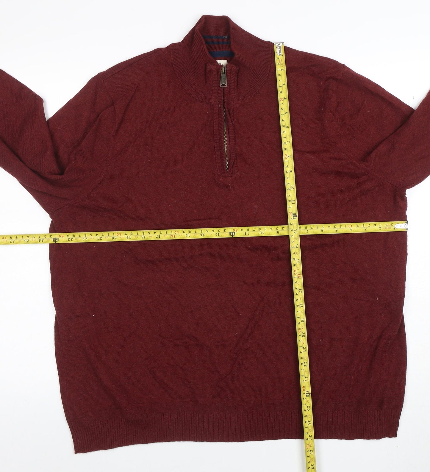 Mens UK Size 2XL Fat Face Red 1/2 Zip Jumper