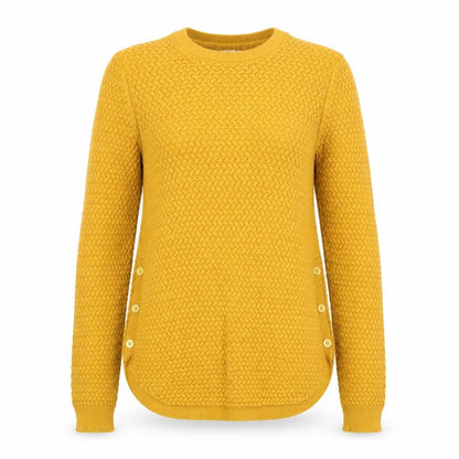 Artisan NY Women Mustard Yellow Knit Jumper Size M Button Detail