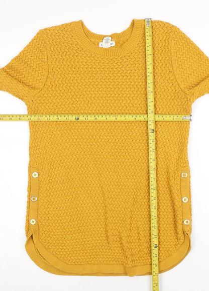 Artisan NY Women Mustard Yellow Knit Jumper Size M Button Detail