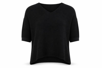 Phase Eight Women Black Size 8 Cotton Knit V-Neck Jumper