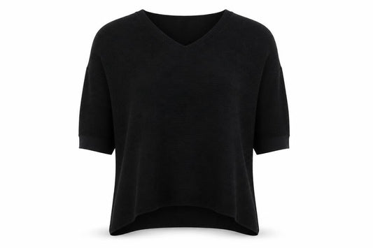 Phase Eight Women Black Size 8 Cotton Knit V-Neck Jumper
