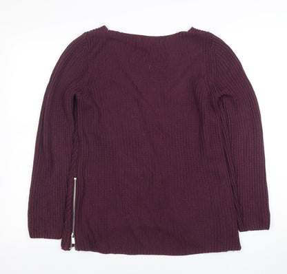 Next Petite Women's Purple Knit Zip Jumper Size 8