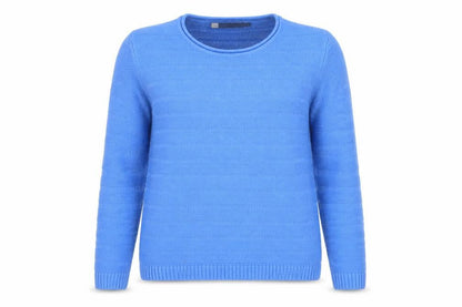 Isle Women's Blue Acrylic Crew Neck Jumper Size M 14-16
