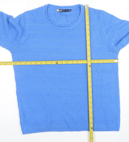 Isle Women's Blue Acrylic Crew Neck Jumper Size M 14-16
