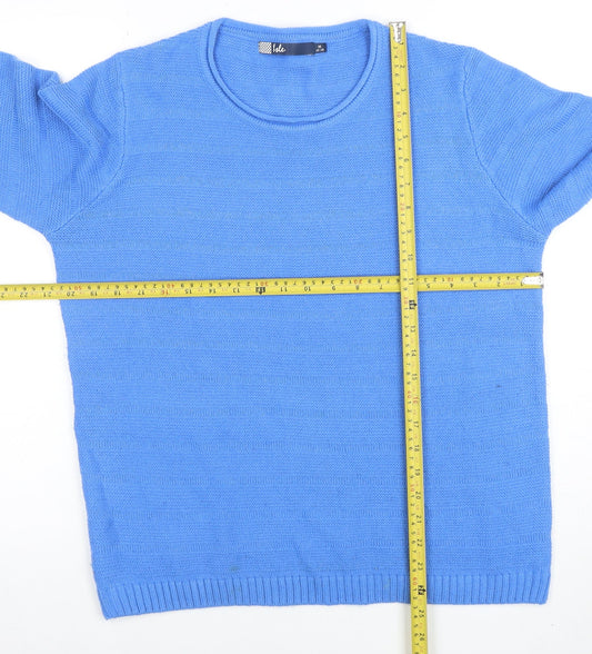 Isle Women's Blue Acrylic Crew Neck Jumper Size M 14-16