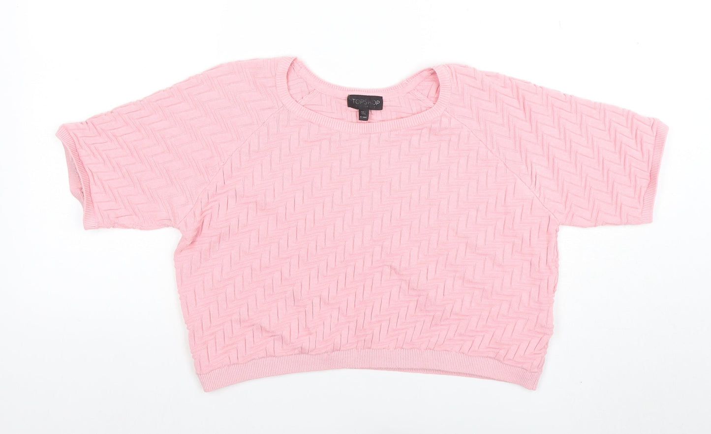 Womens UK Size 12 Topshop Pink Cropped T-Shirt