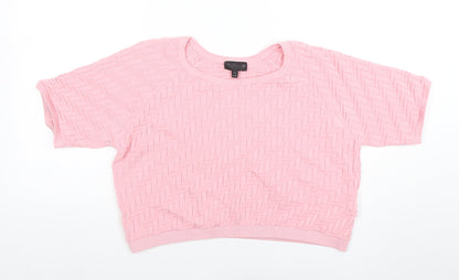 Womens UK Size 12 Topshop Pink Cropped T-Shirt