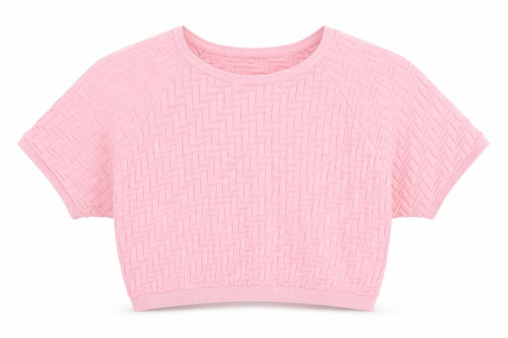 Womens UK Size 12 Topshop Pink Cropped T-Shirt