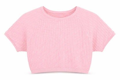 Womens UK Size 12 Topshop Pink Cropped T-Shirt