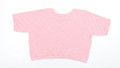 Womens UK Size 12 Topshop Pink Cropped T-Shirt
