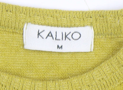 Kaliko Women's Yellow Knit Short Sleeve Crew Neck Top Size 12