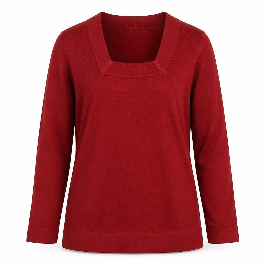 Marks & Spencer Women’s Red Acrylic Knit Square Neck Long Sleeve Blouse Size 14