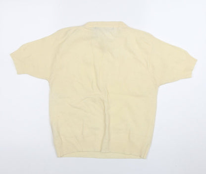 French Connection Women's Beige Embroidered Short Sleeve Pullover Jumper M