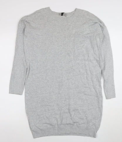 ASOS Women Grey Long Sleeve Knit Sweater Dress Size 12