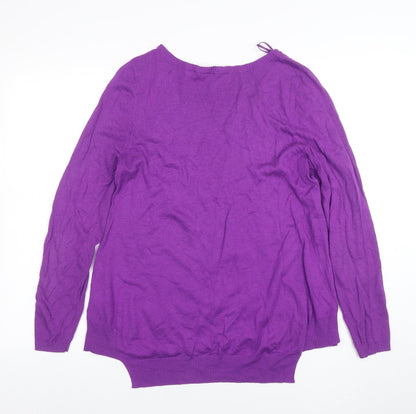F&F Women's Purple Knit Long Sleeve Crew Neck Jumper Size 12