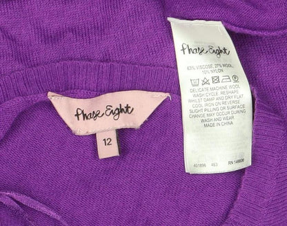 F&F Women's Purple Knit Long Sleeve Crew Neck Jumper Size 12