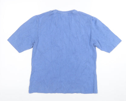 U YAK Women Blue Cotton Blend Short Sleeve Crew Neck T-Shirt M