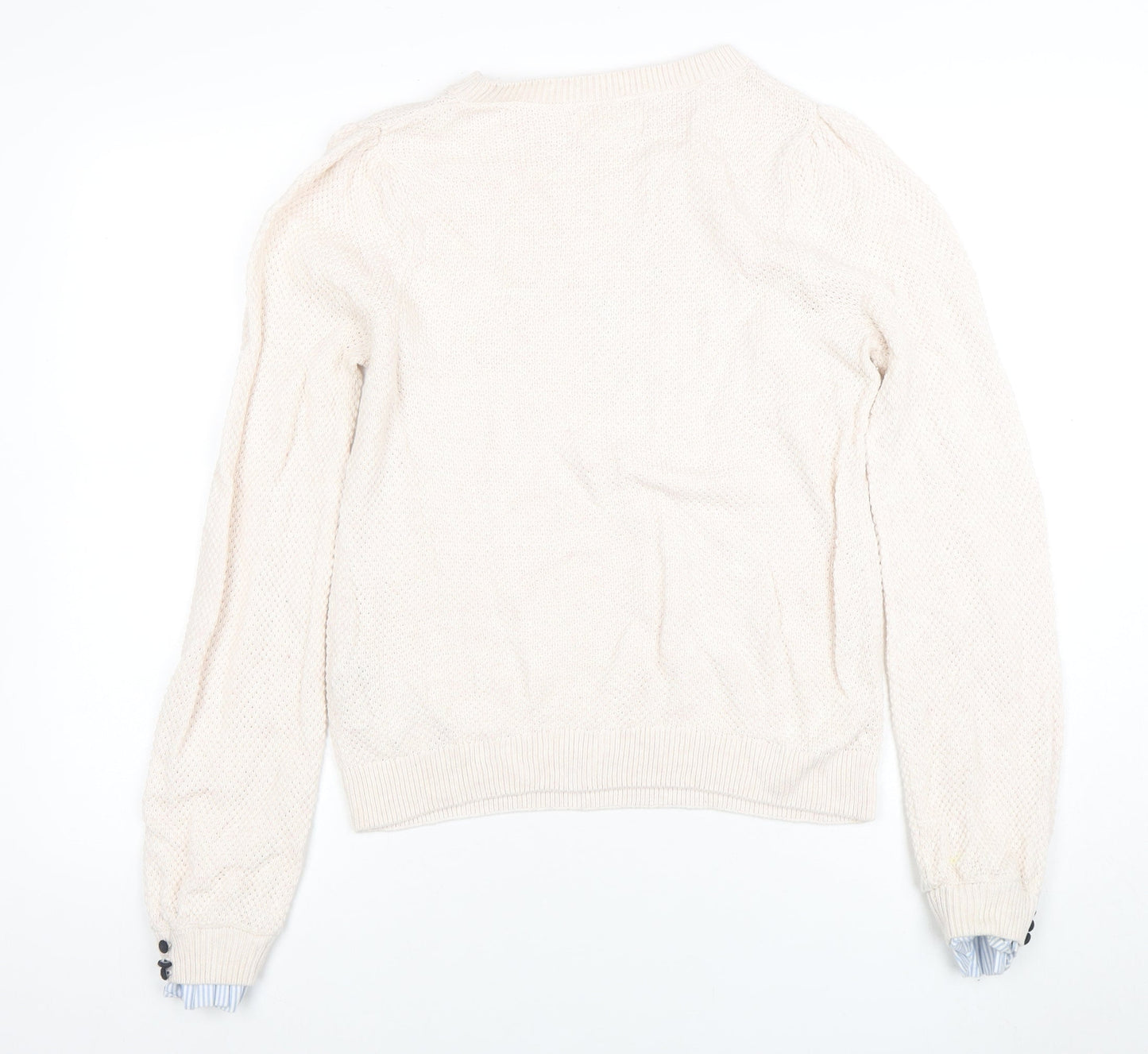 Springfield Women Beige Knit Crew Neck Pullover Jumper M
