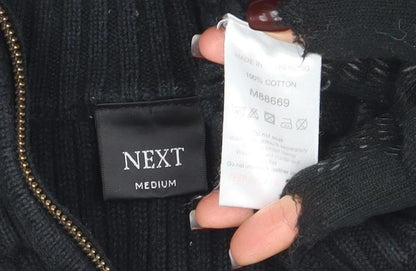 Next Men's Black Cotton Full Zip High Neck Jumper Size M