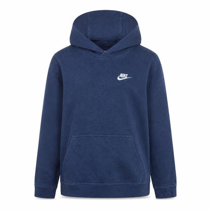 Front view of Nike boys’ blue pullover hoodie l 147-158cm fleece sweatshirt