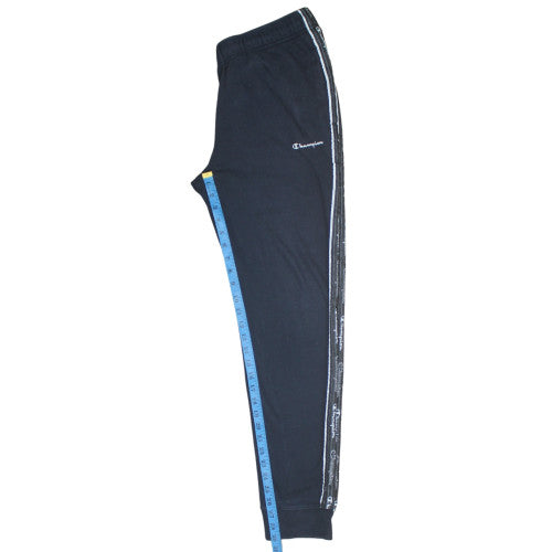 Champion Men's Black Jogger Trousers Size L with Side Stripe