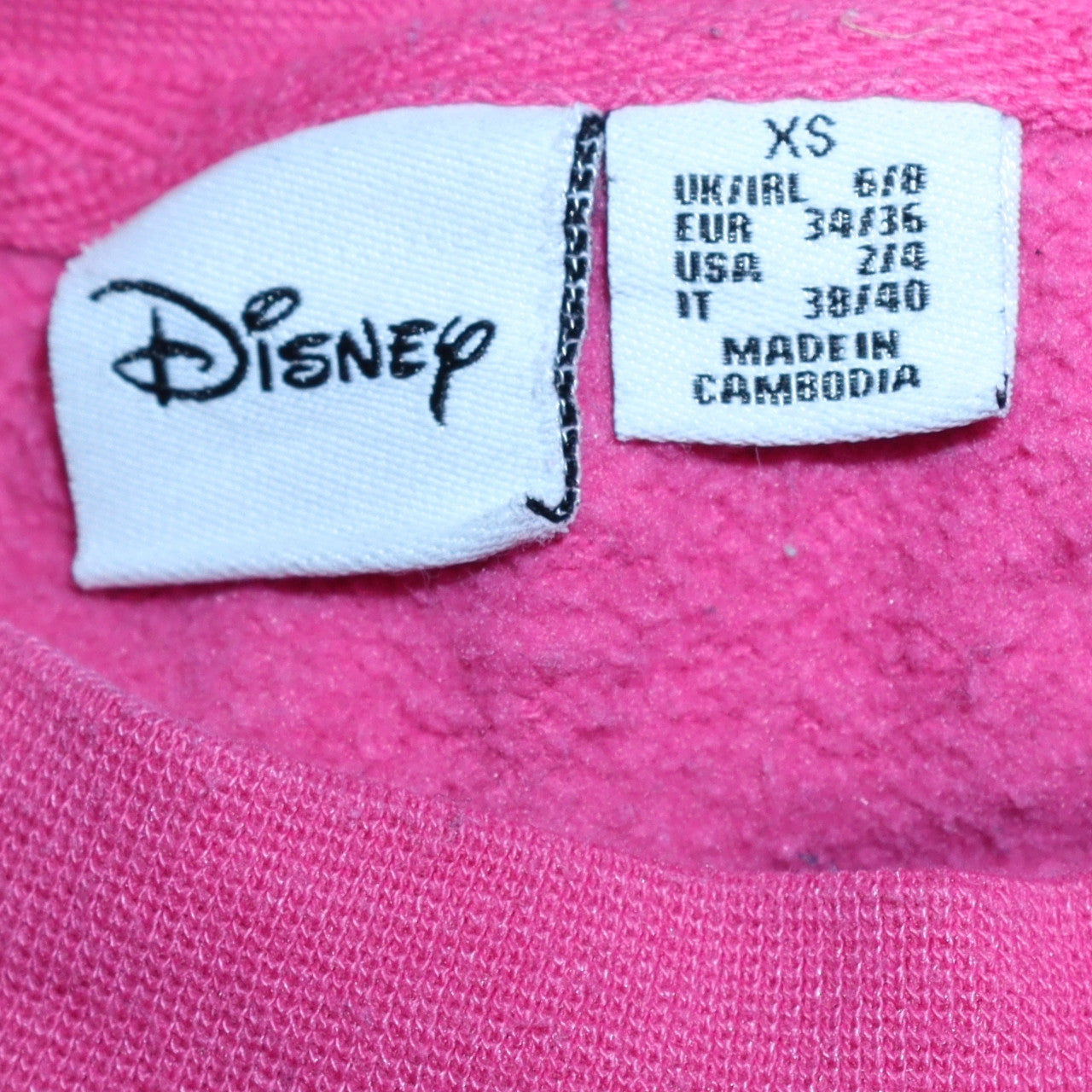 Womens UK Size XS Disney Pink Pullover Sweatshirt