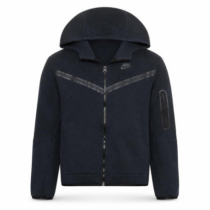 Front view of Nike boys’ black full zip hoodie xl 158-170cm fleece lined sportswear