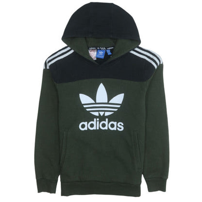 adidas Boys Green Pullover Fleece Hoodie 13-14 Years Logo Hooded Sweatshirt