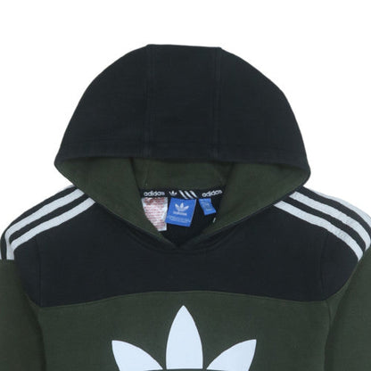 adidas Boys Green Pullover Fleece Hoodie 13-14 Years Logo Hooded Sweatshirt