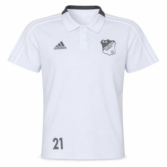 Front view of Adidas Men White SV Concordia Langen Polo Shirt, size M, Athletic Fit