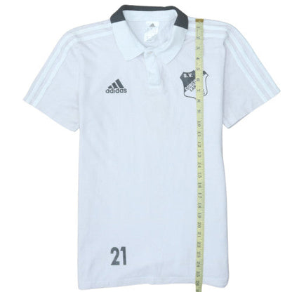 Adidas Men White SV Concordia Langen Polo Shirt Size M Athletic Fit