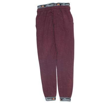 Ellesse Womens Red Jogger Trousers Size 8 Fleece Elastic Waist