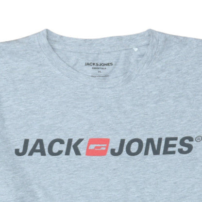 Jack & Jones Men's Grey Graphic Logo Short Sleeve T-Shirt M