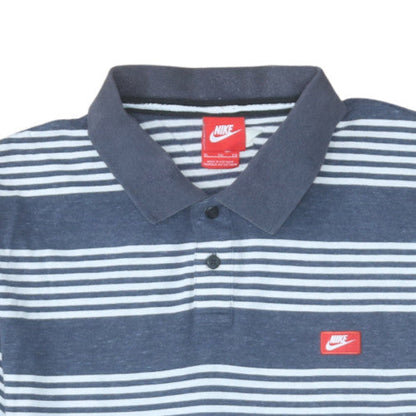 Nike Men's Blue Striped Collared Polo Shirt XL Regular Fit