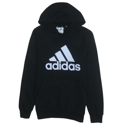 Adidas Boys Black Pullover Hoodie 13-14 Years Cotton Blend Logo Print