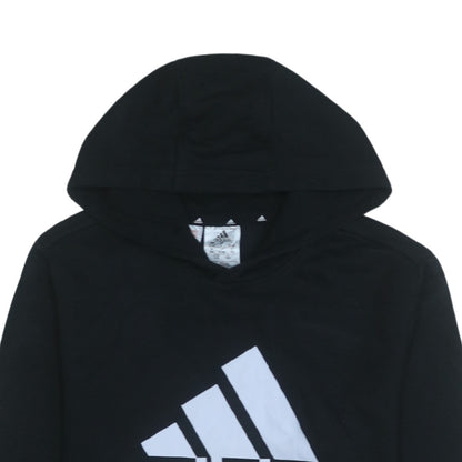 Adidas Boys Black Pullover Hoodie 13-14 Years Cotton Blend Logo Print