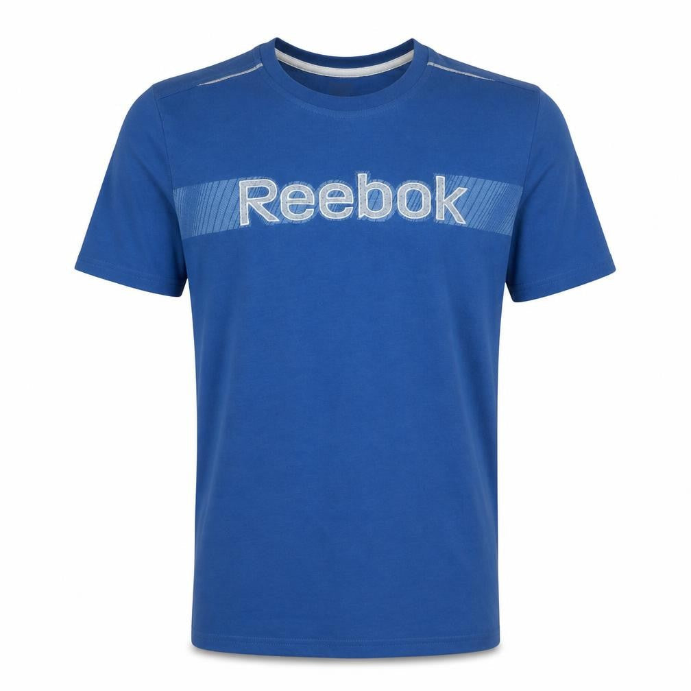 Front view of Reebok Teens Blue Short Sleeve Graphic Cotton T-Shirt L