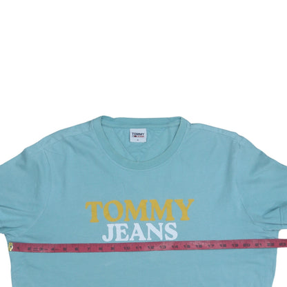 Tommy Jeans Men's Blue Graphic Logo T-Shirt XL Cotton Crew Neck