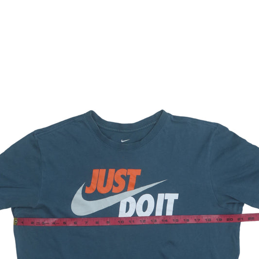 Nike Men's Blue 'Just Do It' Graphic Crew Neck Short Sleeve T-Shirt M