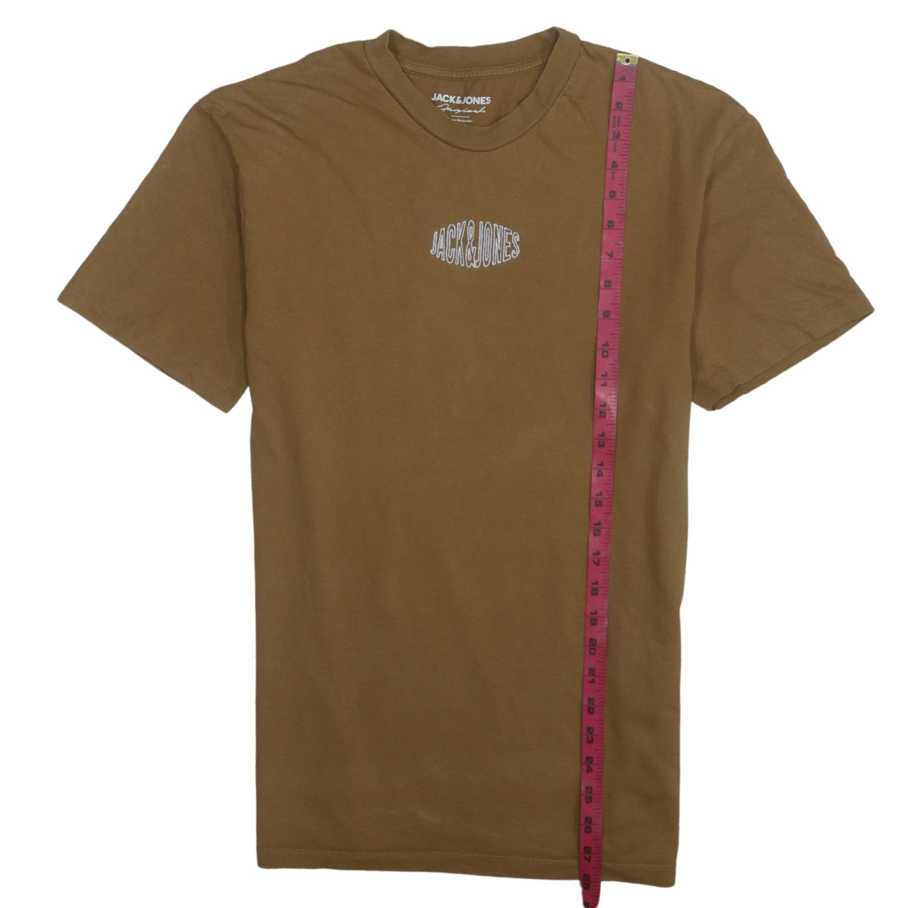 Jack & Jones Men's Brown Logo Crew Neck Cotton T-Shirt Size M