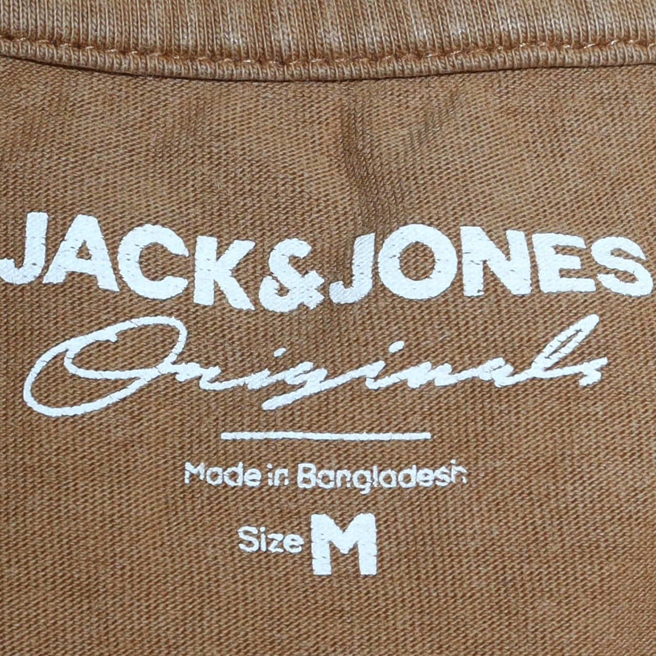 Jack & Jones Men's Brown Logo Crew Neck Cotton T-Shirt Size M